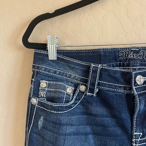 New Miss Me Maroon Embroidered Low Rise Signature Bootcut Jeans - Picture 4 of 7